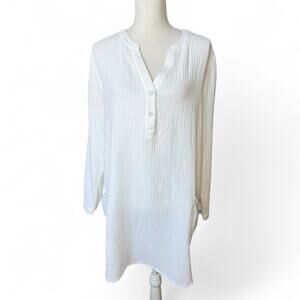 Soft surroundings white long sleeve tunic top minimalist casual scandi girl